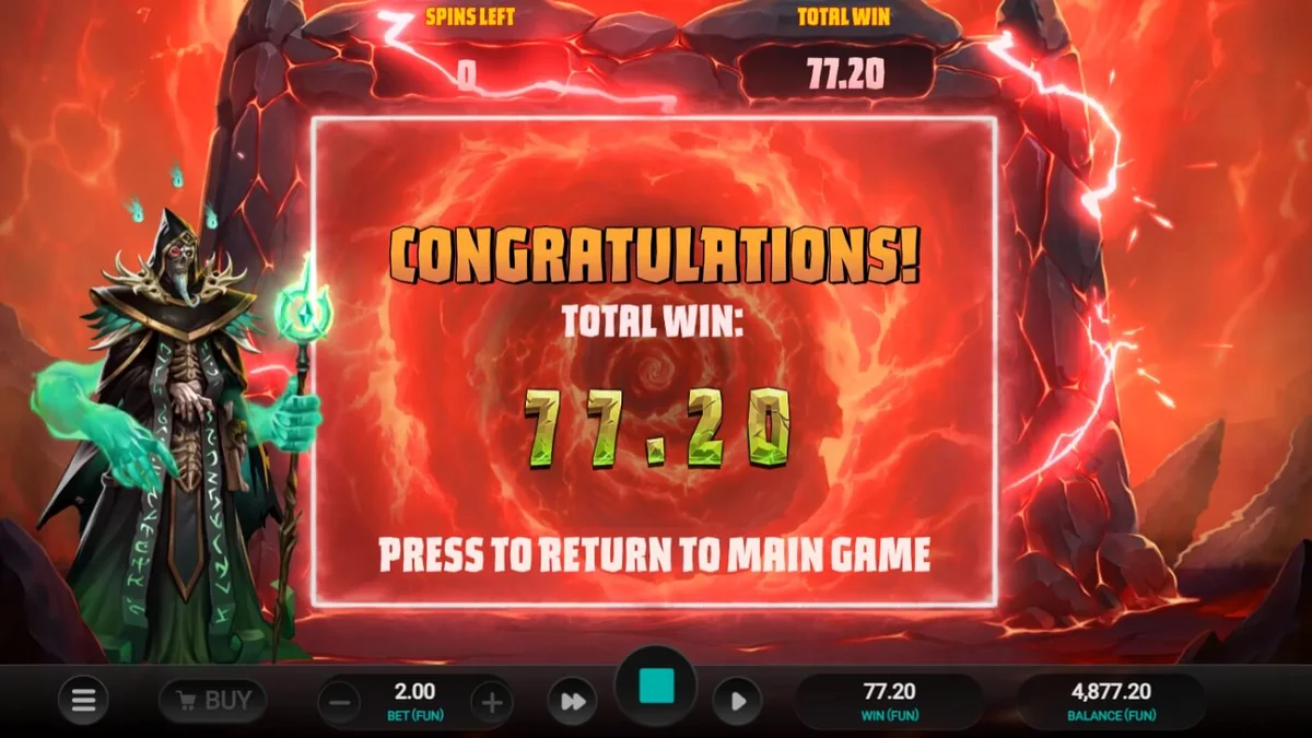 Tampilan visual slot Necromancer’s Gate dengan tema gotik dan tengkorak.